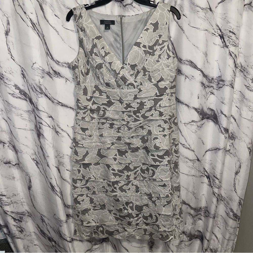 ❤️ 3 for $18 ❤️ Dress barn Collection Silver/Grey Ruffle Dress